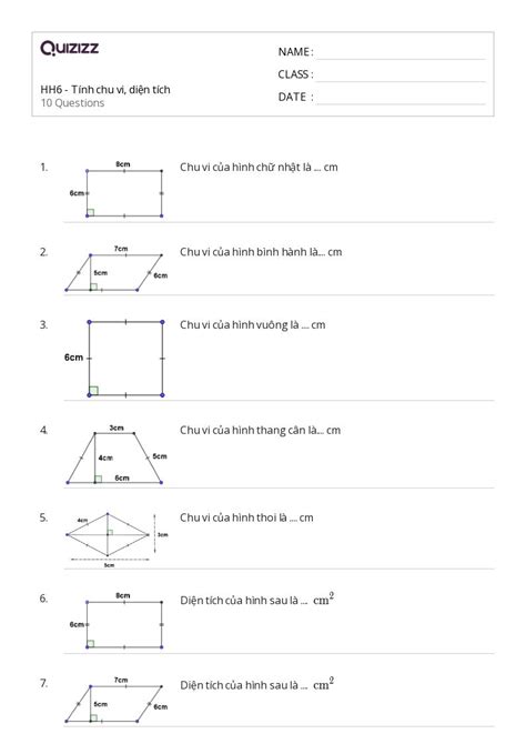 Tính Chu Vi và Diện Tích Các Hình Lớp 6 Hướng Dẫn Chi Tiết và Bài