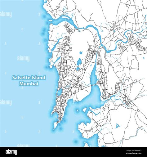 Deux Tons Carte De L Le De Salsette Mumbai Inde Avec Le Plus Grand