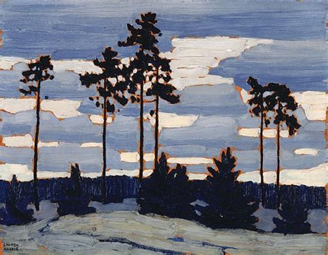 A Painting Of Some Trees In The Snow