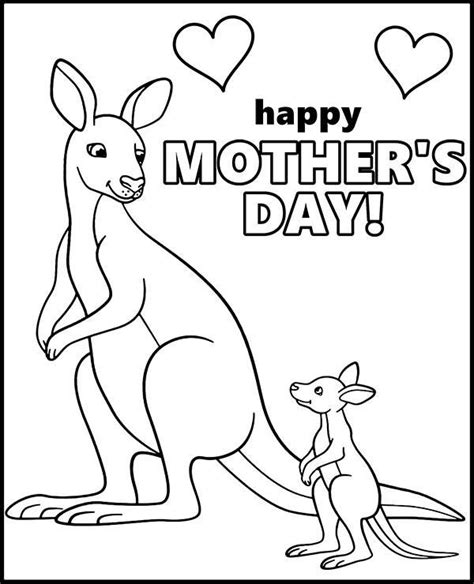 Printable Mother S Day Coloring Page Kangaroos Topcoloringpages Net