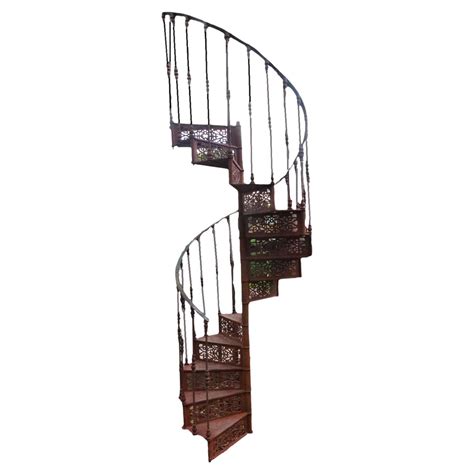 Late 19th Century Cast Iron Spiral Staircase Art Nouveau Style At