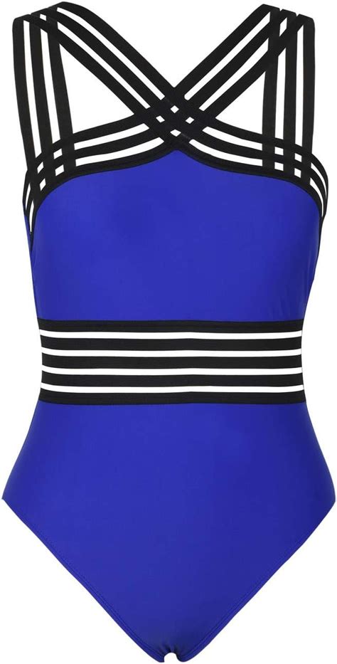 Hilor Womens One Piece Swimsuits Front Crossover Swimwear Hollow