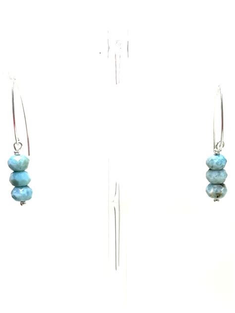 Sterling Larimar Large Hook Earrings Oceans Allure