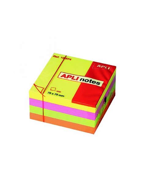 Nota Adhesiva Apli 75x75 Mm 400 H 4 Colores Fluor