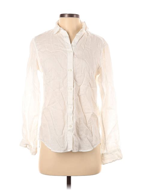 Uniqlo Tropical White Ivory Long Sleeve Button Down Shirt Size Xs 52