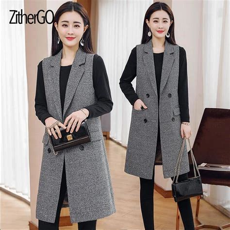 2018 Women Fashion Elegant Office Pocket Coat Lady Long Casual Sleeveless Outerwear Lapel High