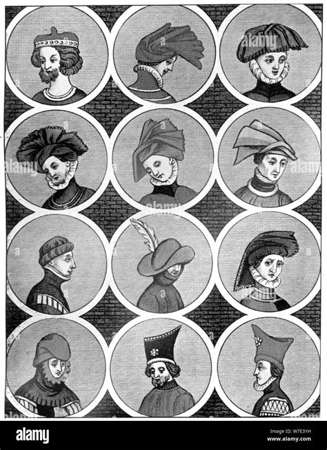 Male Headdresses 14th Century 1910 Artist Unknown Stock Photo Alamy