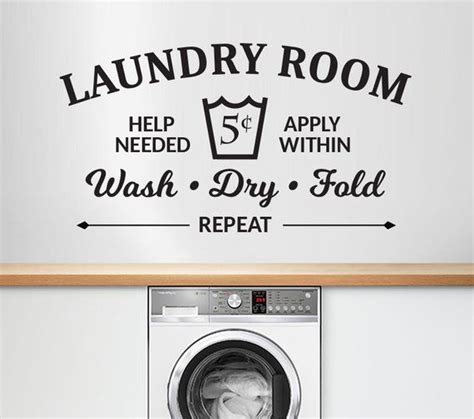 Laundry Room Vinyl Wall Decal Stickers Wash Dry Fold Repeat