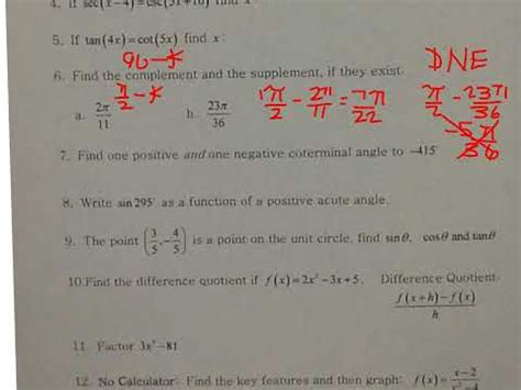 Pre Calc Review 9 YouTube