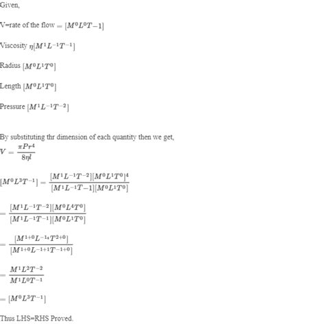 A Dimensionally Consistent Relation For The Volume V Of A Liquid Of