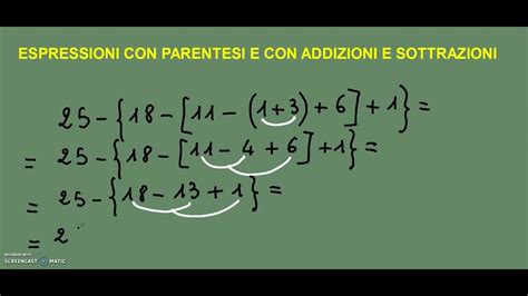 Espressioni Con Parentesi E Con Addizioni E Sottrazioni YouTube