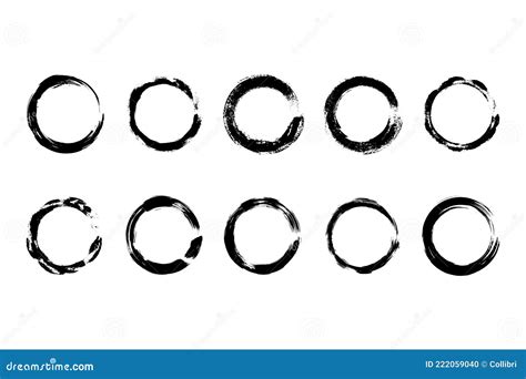 Collection Modern Grunge Black Circle Frame Stock Vector Illustration