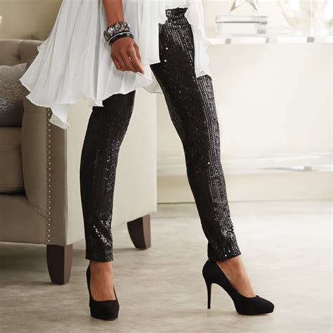 Lucinda Sequin Leggings Midnight Velvet Black Sequin Pants Sequin