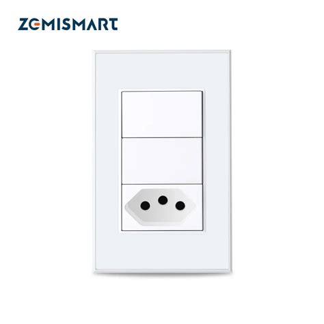 Zemismart Tuya Zigbee A Brazil Socket With Two Push Light Switch