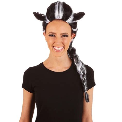 Women Womens Zebra Wig Adult Blackwhite