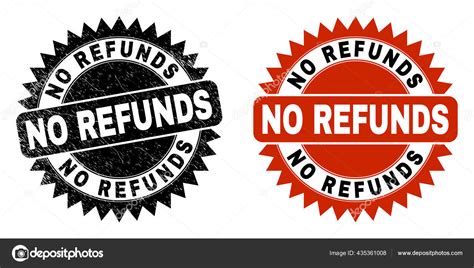 No Refunds Black Rosette Seal With Rubber Texture Stock Vector By