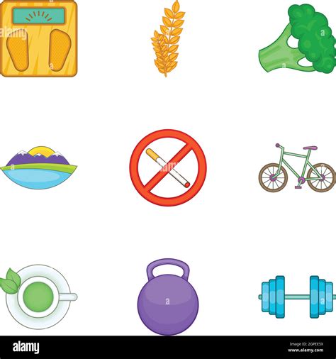 Healthy Lifestyle Icons Set Cartoon Style Stock Vector Image Art Alamy