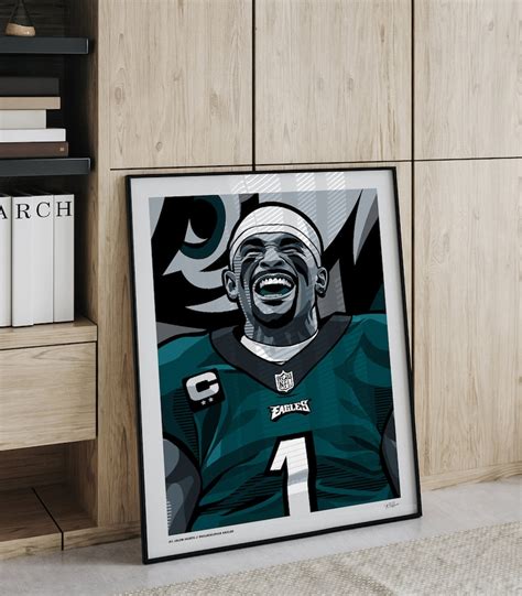 Jalen Hurts Poster Philadelphia Eagles Football Illustrated Art Print