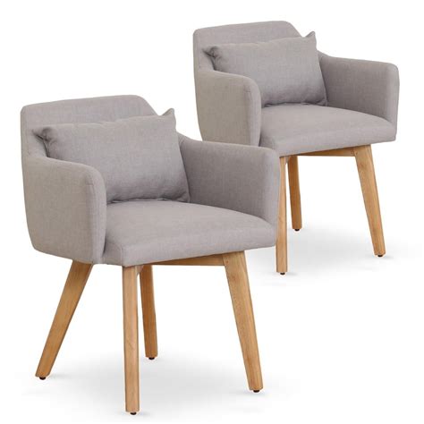 Chaise Scandinave Avec Accoudoir Tissu Beige Kendi Lot De 2 Leroy