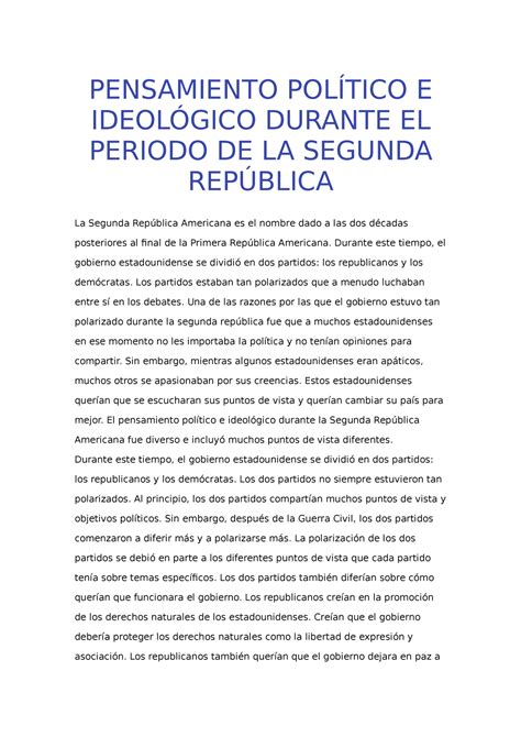 Pensamiento Político E Ideológico Durante EL Periodo DE LA Segunda