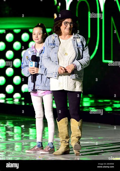 Margaret Trudeau and her grand daughter on stage at the WE Day UK ...