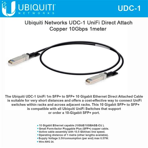 Ubiquiti Udc 1 Unifi Direct Attach Copper Cable 10gbps 1 Meter Ufiber Sfp 10 Gigabit Dac To