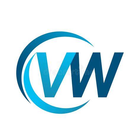 Initial Letter VW Logotype Company Name Blue Circle And Swoosh Design