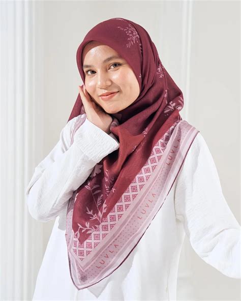 Tudung Bawal Cotton Voile Aidilfitri Red Gala Kualiti Designer