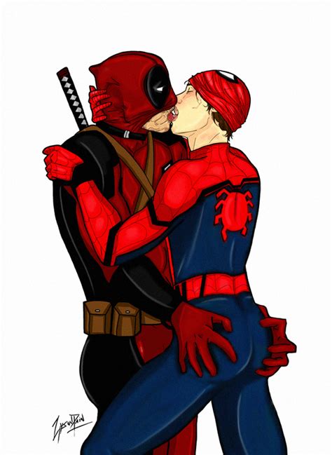 Deadpool And Spiderman Kiss