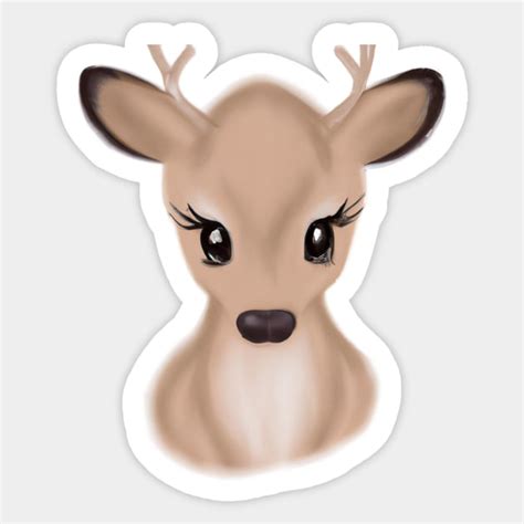 Cute Deer Drawing - Cute Deer - Sticker | TeePublic