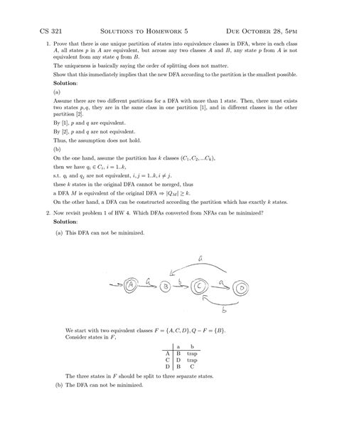 HW5Sol Solution For HW 5 CS 321 Solutions To Homework 5 Due