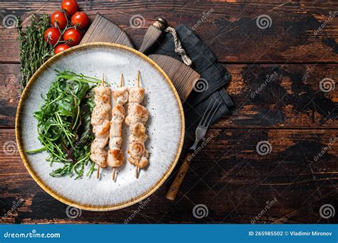 Chicken Skewers Souvlaki Grilled Meat Shish Kebab Skewers Wooden