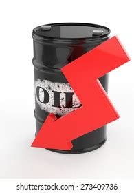 Oil Barrels Red Arrow Down Financial Stock Illustration