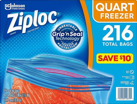 Ziploc Double Zipper Heavy Duty Quart Freezer Bags 216 Bags Amazon