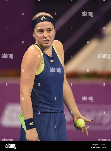 Doha Qatar Th Feb Jelena Ostapenko Of Latvia Reacts During