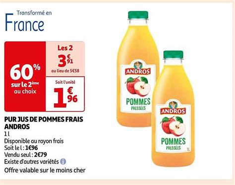 Promo Pur Jus De Pommes Frais Andros Chez Auchan ICatalogue Fr