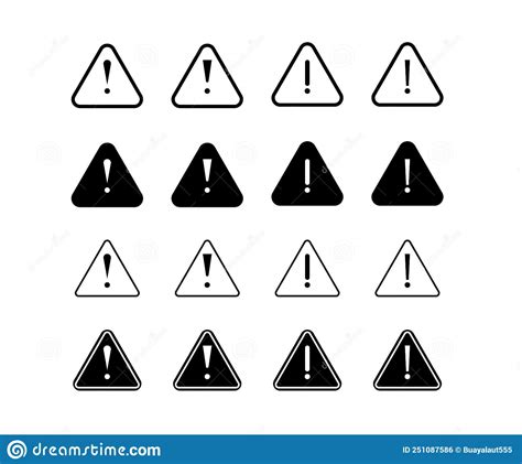 Set Of Warning Signs Set Of Warning Icons Set Of Mark Icons Set Of Exclamation Mark Flat