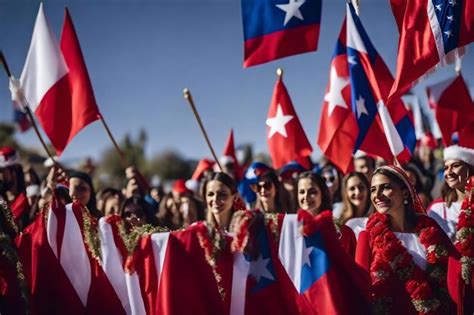 Premium Ai Image A Group Of People Holding Flags And One Holding A