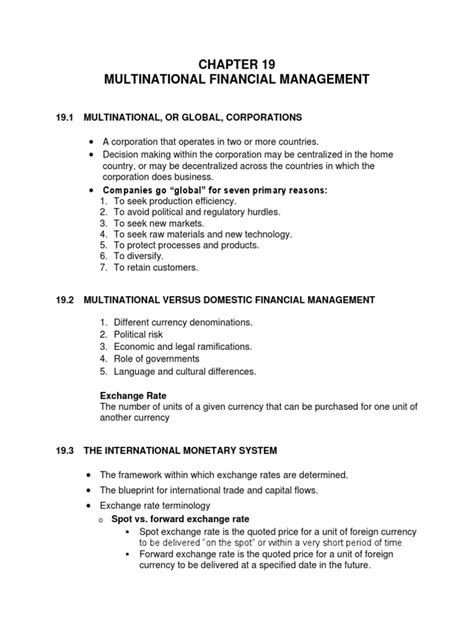 Chapter 19 - Multinational Financial Management | PDF | Exchange Rate ...