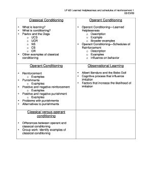 Fillable Online Media Lanecc Lp D Learned Helplessness And Schedules