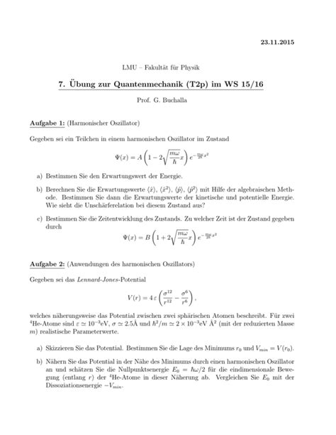 7 Ubung Zur Quantenmechanik T2p Im WS 15