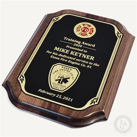 Genuine Walnut Firefighter Award Plaque Engraving Awards And Ts