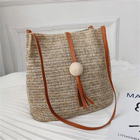 Bolsas Crossbody Tecido Casual Para Mulheres Bolsa De Palha Bolsa De