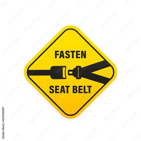 Vetor De Fasten Your Seat Belt Sign Warning Wear Safety Belt Symbol