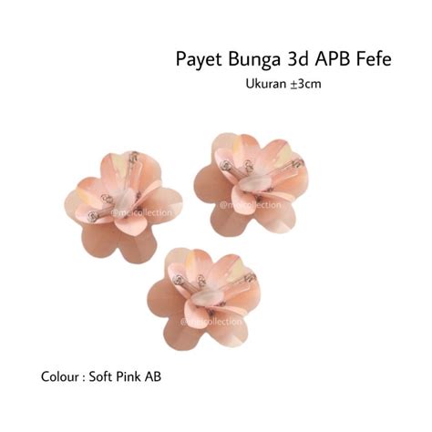 Jual Bunga 3d Payet Sequin Rangkai Apb Fefe Pink 3cm Shopee Indonesia