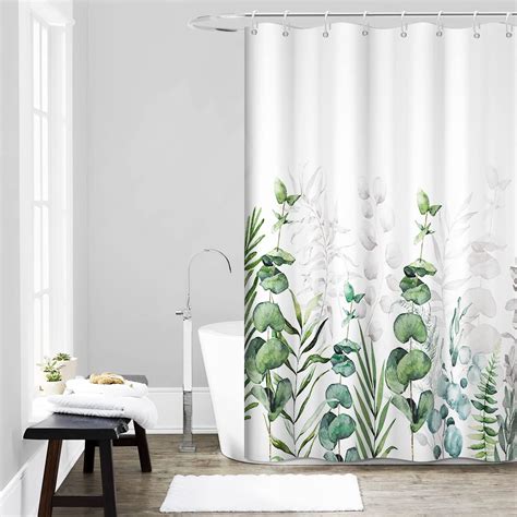 Amazon Gcirec Eucalyptus Shower Curtain Sage Green Leaves Shower