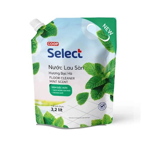 Nước lau sàn Co.op Select bạc hà túi 3.2 lít