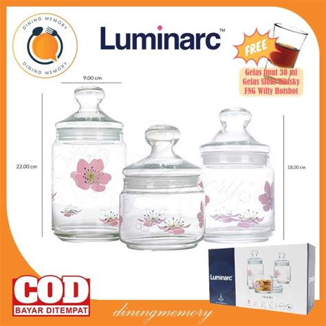 Jual Luminarc Toples Kaca Bunga Ikumi Jar Set Pcs Set Shopee