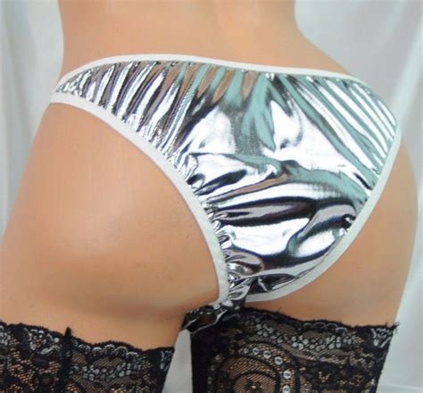 Metallic Shiny Foil Manties Brazilian Cheeky Cut String Bikini Sissy