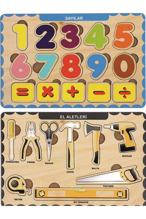 MAKETÇİNİZ Ahşap Bul Tak Eğitici 2 Adet Yapboz Puzzle Seti Fiyatı